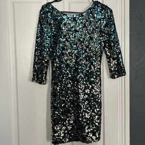 Blue/gold sequence dress